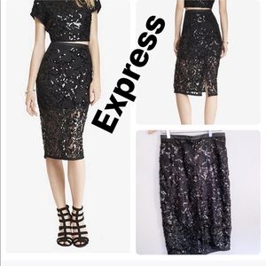 Express LACE SEQUIN MIDI PENCIL SKIRT Size 4